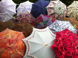 Fashion accessory umbrella, made-to-order, complex fabric pattern